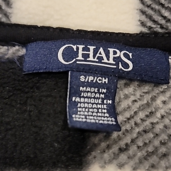 Chaps Fleece Buffalo Plaid High Zipper Neck Vest Black White Small - Picture 3 of 9